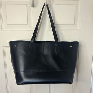 J Crew Black Leather Tote Shoulder Bag - Medium/Large